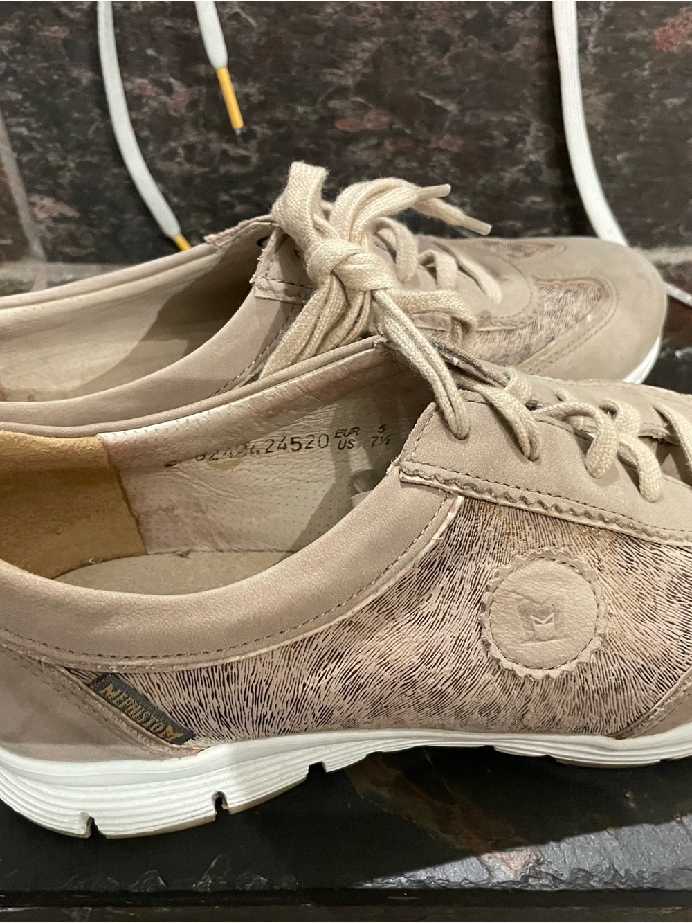 Mephisto Women's Taupe Beige Lace-Up Casual Sneakers
